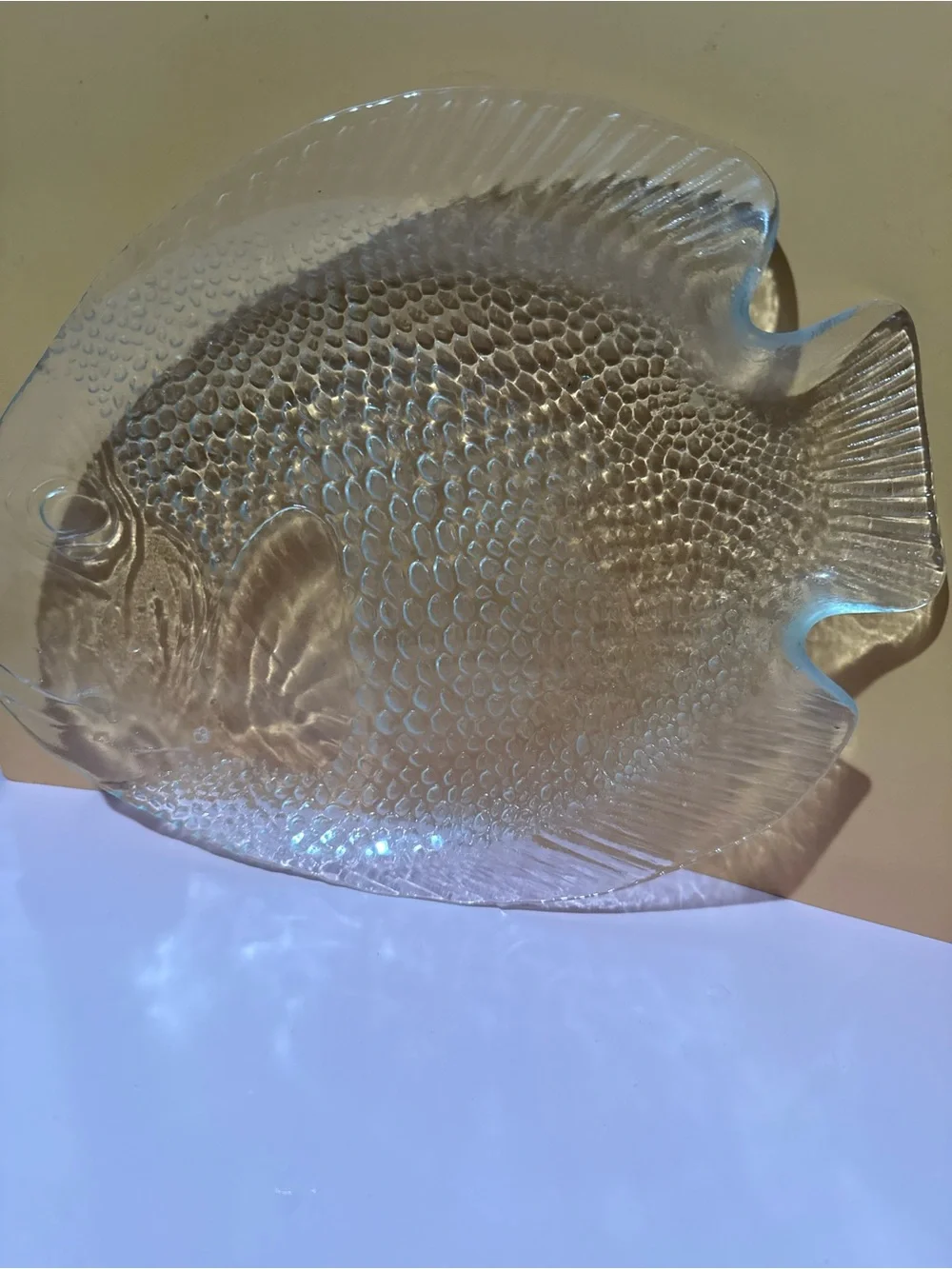 Set of 4 Vintage Alcoloc Glass Fish Snack Plates France 8”x 6